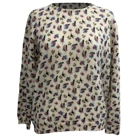 Prada Pullover aus mehrfarbiger Wolle mit floralem Druck und Knöpfen hinten