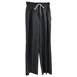 Miu Miu Tweed-Hose mit Kordelzug in grauer Wolle