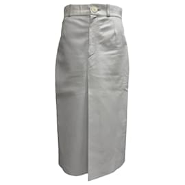 Balenciaga Hochtaillierte Midi-Rock aus weißem Lammleder