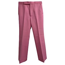 Celine Straight Leg Trousers in Pink Wool - Céline