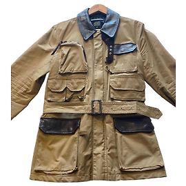 Autre Marque Bibury Court Fliegenfischerjacke Beige Baumwolle Lederbesatz