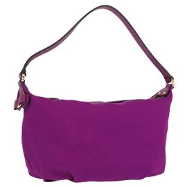 Pochete de mão em nylon roxa e dourada Salvatore Ferragamo Auth 169291V