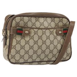 Borsa Sherry Line GG Supreme Web di GUCCI in PVC beige e oro 904 02 049 Auth 170266