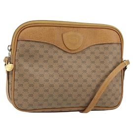 Gucci Borsa a Spalla Micro GG Supreme PVC Beige Oro 007 123 0428 Auth BA10077