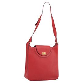 BALLY Borsa a Spalla in Pelle Rossa Dorata Auth 149841