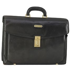 Borsa da lavoro Burberry in pelle nera e oro Auth bs32860
