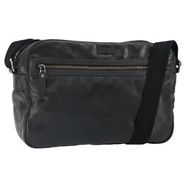 Borsa a spalla GUCCI GG in PVC Nero Argento 211107 Auth 169076