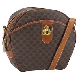 Céline Borsa a Spalla in Tela Macadam CELINE PVC Beige Oro Auth 169463