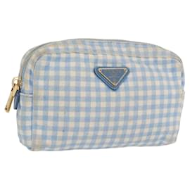 Pochette Prada in Cotone Azzurro Chiaro Oro Auth 163486