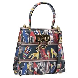 Borsa Gancini in pelle Salvatore Ferragamo 2 in 1 Multicolore Oro Auth BA9972V