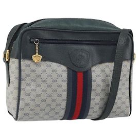 Gucci Borsa Sherry Line Micro GG Supreme in PVC Navy Gold 001 56 0852 Auth am10608