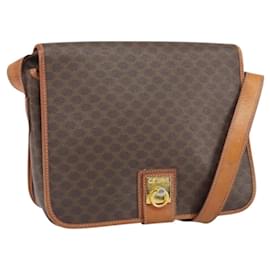 Céline Borsa a spalla in tela Macadam CELINE in pelle PVC marrone oro Auth 170628