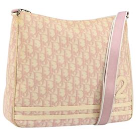 Borsa a Spalla in Tela Trotter Christian Dior PVC Rosa Argento Auth 165231