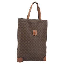 Céline CELINE Macadam Canvas Handtasche PVC Braun Gold Auth 170460