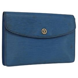 LOUIS VUITTON Clutch Epi Montaigne 23 Blu M52665 LV Auth 171350
