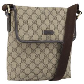Gucci Bolso de Hombro GG Supreme PVC Beige Dorado 223666 Auth ka2033