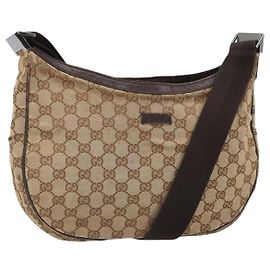 Borsa a Spalla GG Canvas Gucci Beige Argento 122790 Auth 169102