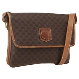 Céline Borsa a Spalla in Tela Macadam CELINE in Pelle PVC Marrone Oro Auth ep13304