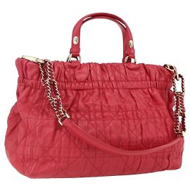 Borsa a mano in pelle Christian Dior 2 in 1 Rossa Oro Auth bs32842
