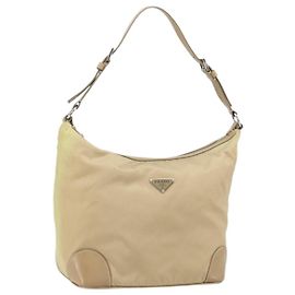 Borsa a Spalla PRADA Nylon Beige Argento Autentica 169023