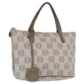 LOEWE Borsa a Mano Anagramma Pelle Grigia Oro Auth ep13268