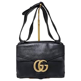 Borsa a spalla media Marmont in pelle martellata nera GUCCI