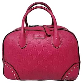 Borsa a mano in pelle texturizzata Diamante brillante GUCCI rosa