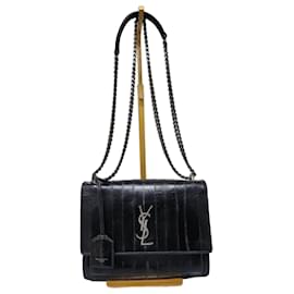 Borsa a tracolla in anguilla Saint Laurent Sunset Nera