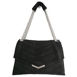 Ikks The 1 Borsa a mano in pelle croco trapuntata nera Taglia L