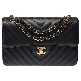 CHANEL Timeless/Classique Tasche aus schwarzem Leder - 103317