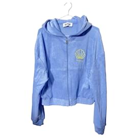 Iceberg Ice Play Hoodie Sweatshirt aus blauem Velours L