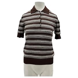 Top a rayas marrón de algodón - Massimo Dutti