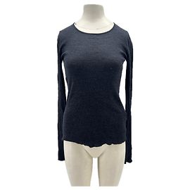 Autre Marque Top a maniche lunghe blu marino in lana
