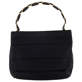 Salvatore Ferragamo Ferragamo Black Nylon Tiered Grosgrain Vara Satchel