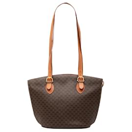 Céline Borsa a spalla in tela rivestita Macadam marrone Celine