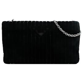 Pochette Crossbody Ricamo Velluto Nera di Prada