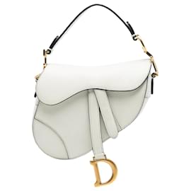 Borsa Saddle in pelle di vitello grana bianca Dior