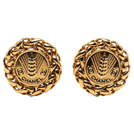 Orecchini a clip placcati in oro con motivo di grano Coco Mark di Chanel