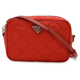 Borsa a spalla 2 in 1 in nylon e pelle con logo triangolare Prada