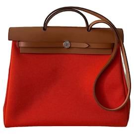 Borsa Hermès Herbag 39 Arancione in Pelle