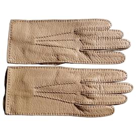 Lanvin Handschuhe aus echtem Peccary in Dunkelbeige Größe 6 ½