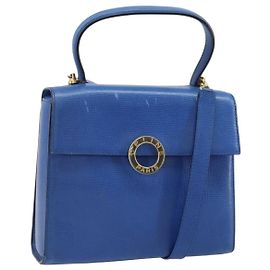 Borsa a mano CÉLINE Circle in pelle 2 in 1 blu oro Auth 163422