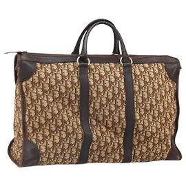 Borsa Boston in tela Trotter Christian Dior marrone oro Auth gh1637
