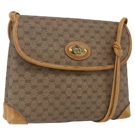 Gucci Borsa a Spalla Micro GG Supreme PVC Beige Oro 49 007 5548 Auth ep13173
