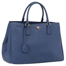 Borsa a mano PRADA in pelle Safiano blu oro Auth bs33165 - Prada