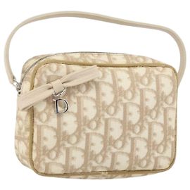 Pochette Romantica in Tela Trotter Christian Dior PVC Beige Argento Auth 168043