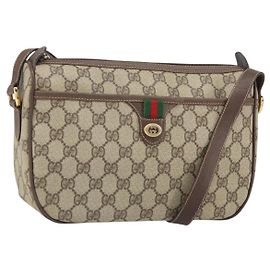 Borsa Sherry Line GG Supreme Web di GUCCI in PVC Beige e Oro 89 02 077 Auth 170107