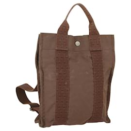 HERMES Mochila Her Line Add PM de lona marrón plata auténtica bs32697 - Hermès