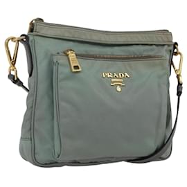 Borsa a Spalla PRADA Nylon Verde Oro Auth 170487