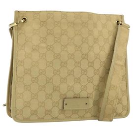 GUCCI GG Canvas Schultertasche Beige Gold 91762 Auth 167912